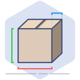 Dimensões da caixa  Ícone