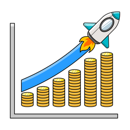 이익 증대 로켓 차트  아이콘