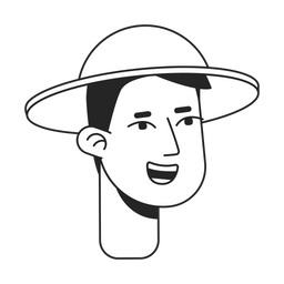 Ansioso jovem feliz usando chapéu de turista  Ícone