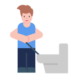 Man Cleaning Bathroom  Icon