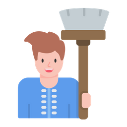 Man Holding Mop  Icon