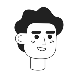 Excited wavy haired male employee monochrome  Icon