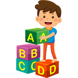 Boy Kids Playing Alphabet Blocks  Icon