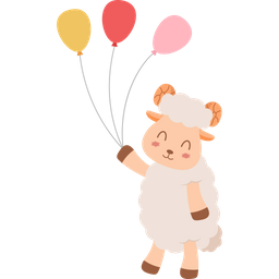 Sheep holding balloons  Icon