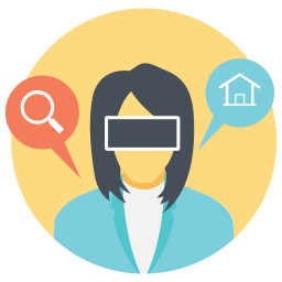 Business Woman Wearing Virtual Glasses  Icon