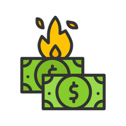 Dollar On Fire  Icon