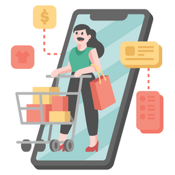 UI Digital Marketing and Shopping People  Icon