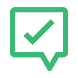 Green check mark in speech bubble  Icon