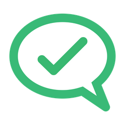 Green check mark in speech bubble  Icon