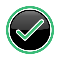 Green check mark button in black circle  Icon