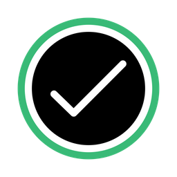 Green check mark button in black circle  Icon