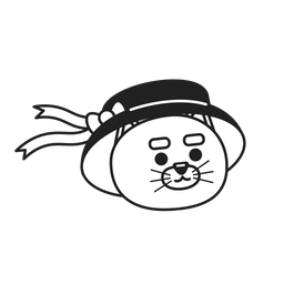 Cute kitten wearing girlish ribbon hat  Icon