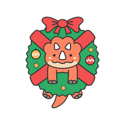 Cute triceratops christmas tree character  Icon