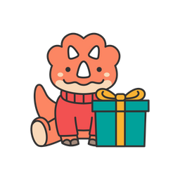 Cute triceratops with gifts  Icon