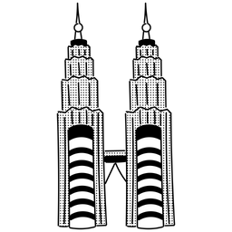 Half Tone Petronas Tower Illustration Twin Towers Kuala Lumpur Landmark Icon