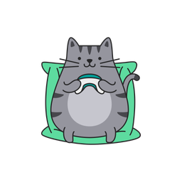 Cute cat sitting and playing game  Icon