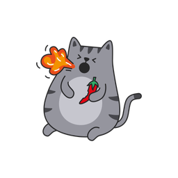 Cute cat with hot chili pepper  Icon