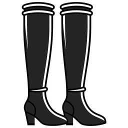 Black Knee-High Boot Women's  Shoes  Icon