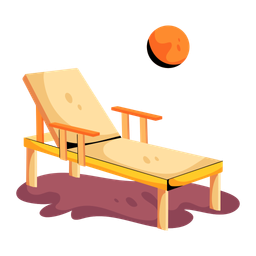 Wooden Lounge Chaise Lounge Beach Bed Icon