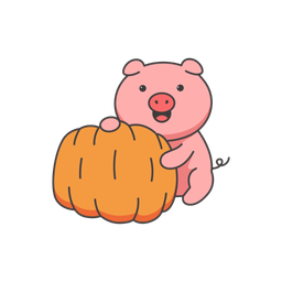 Piggy with pumpkin  Icon