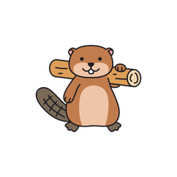 Cute beaver with a log  Icon