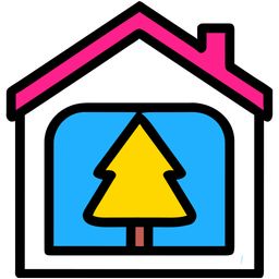 Home With Trees And Car  Icon