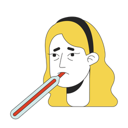 Caucasian woman taking oral temperature  Icône