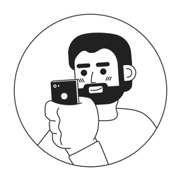 Bearded caucasian man looking at phone  Icon