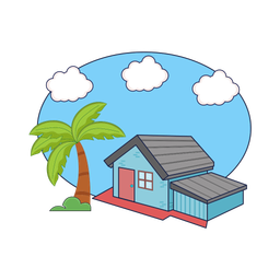 Home weather with palm tree  Icon