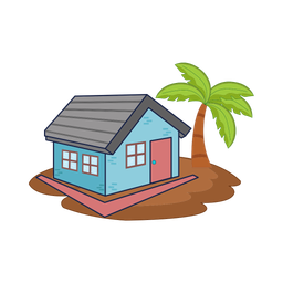 Home with palm tree  Icon