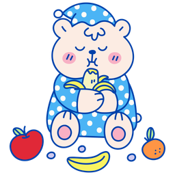 Cute bear eating fruit  Icon