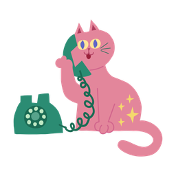 Cat calling telephone cartoon clipart  Icon