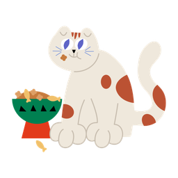 Cat eating cat food cartoon clipart  Icon