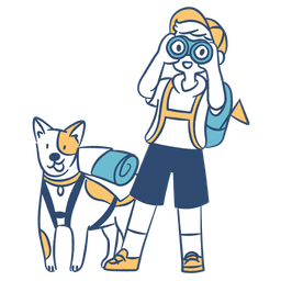 Boy and dog hiking  Icon