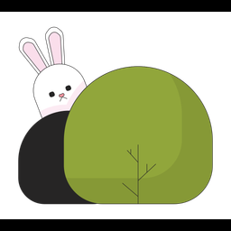 Fluffy white rabbit peeking out bushes  Icon