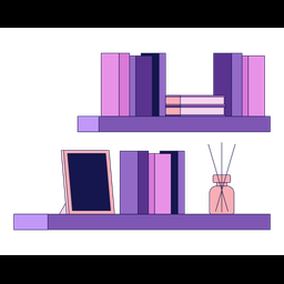 Bookshelves bedroom interior  Icon