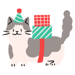 Lindo gato llevando cajas de regalo  Icono