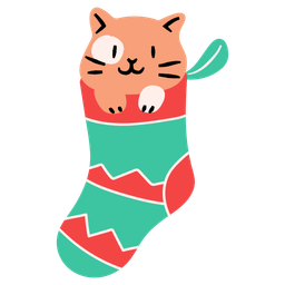 Lindo gato en calcetín navideño  Icono