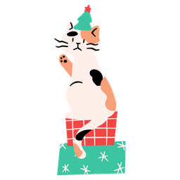 Lindo gato sentado en cajas de regalo  Icono