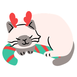 Lindo gato durmiendo en víspera de Navidad  Icono