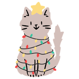 Lindo gato con luces navideñas  Icono