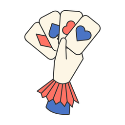 Magician hand with cards line filled illustration  Icon