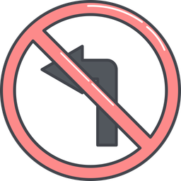 No Left Turn Sign  Icon