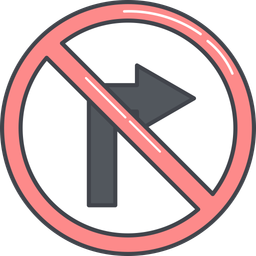 No Turn Right Sign  Icon