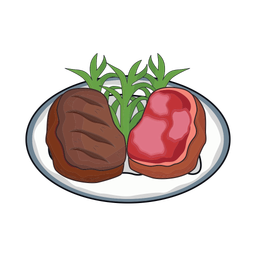 Beef, beef grilled with topping in  plate  Icon