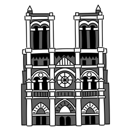 Black Monochrome Notre Dame De Paris Illustration Landmarks Icons Icon