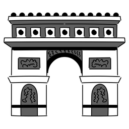 Black Monochrome Arc De Triomphe Illustration Landmarks Icons Icon