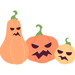 Halloween pumpkins with carved spooky faces  Icon