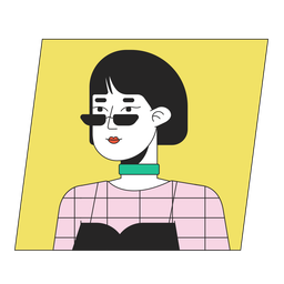 Asian woman with bob hairstyle and sunglasses  Icon