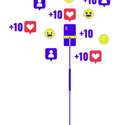 Smartphone no tripé com curtidas de seguidores  Ícone